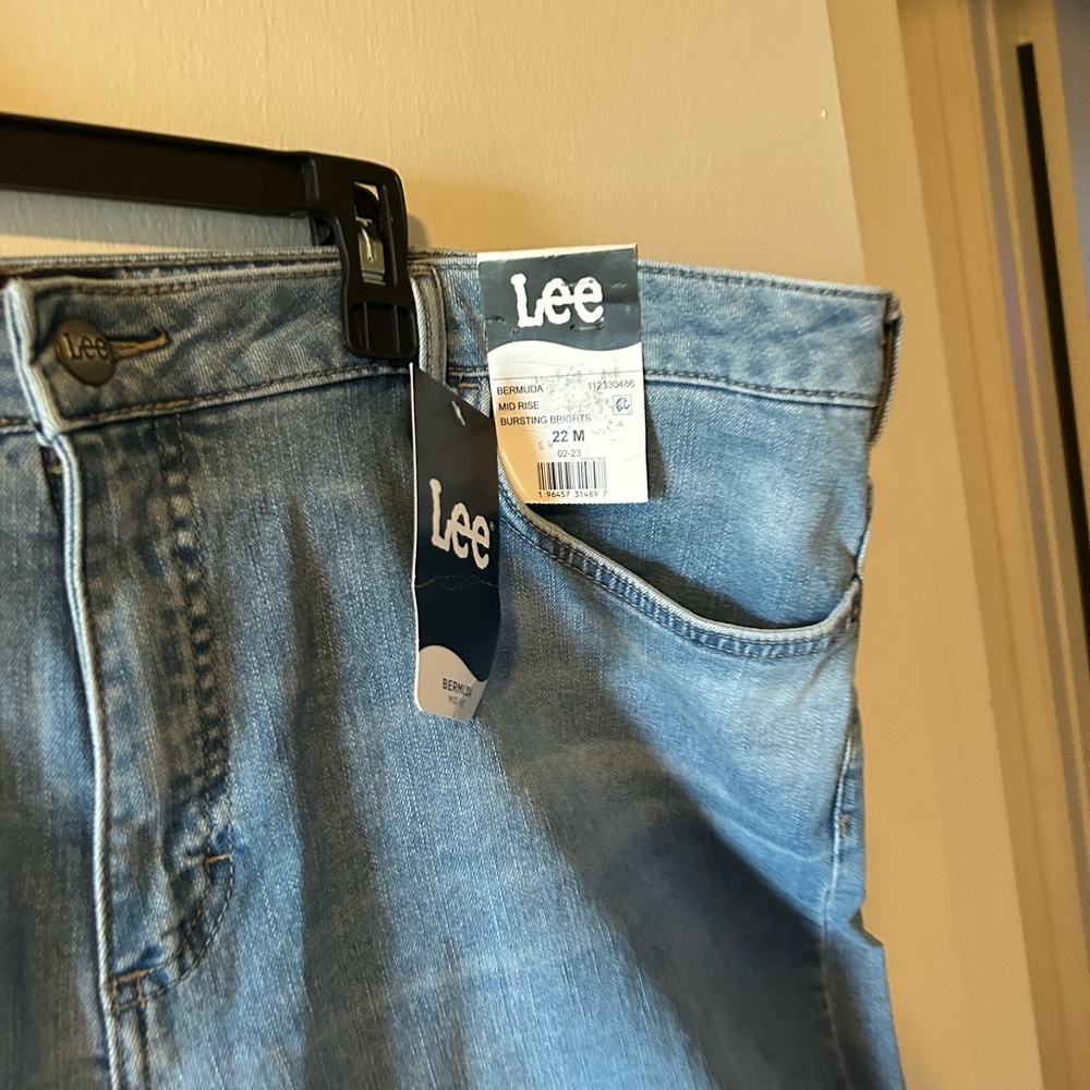 Lee Blue Jean Shorts with Frayed Hem - Picture 3 of 10